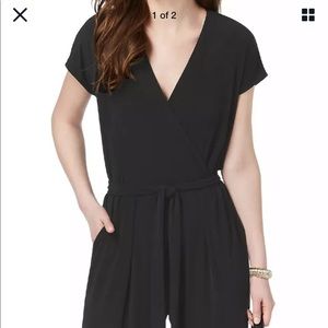 Alfani Black faux wrap wide leg jumpsuit
